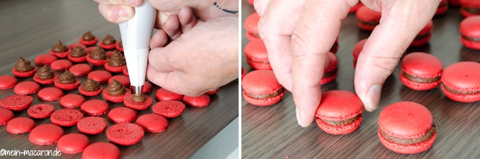 Macarons füllen und zusammensetzen.