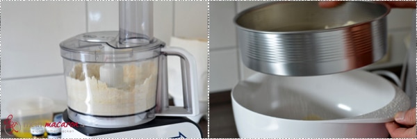 Mandeln und Puderzucker werden gemahlen und gesiebt.