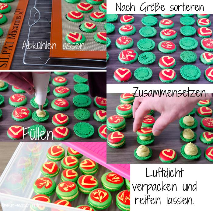 Bunte Macarons mit Avocado-Maracuja-Ganache.