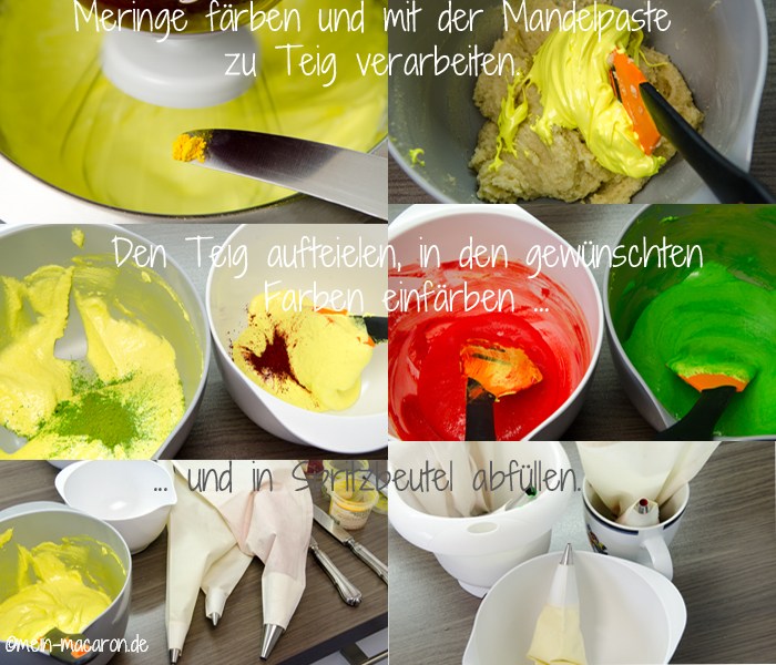 Die italienische Meringe färben.