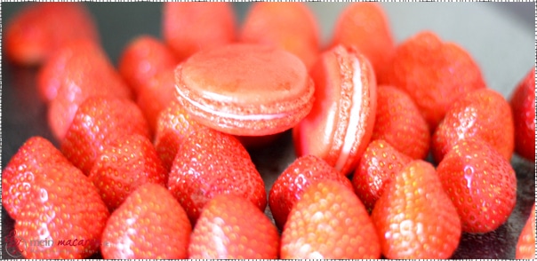 Macarons mit Erdbeer-Ganache.