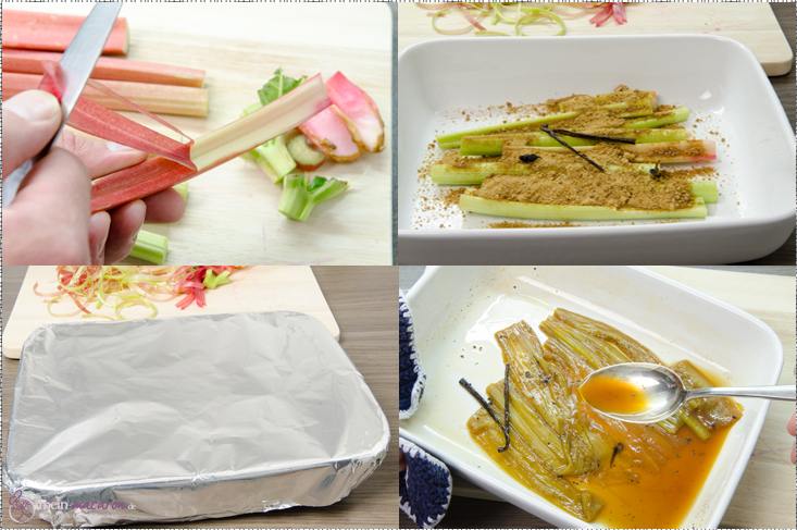 Gebackener Rhabarber mit Vanille.