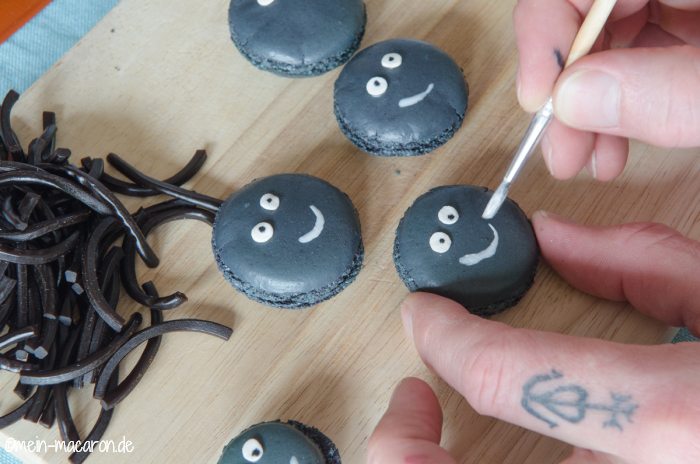Macarons Spinnen zu Halloween