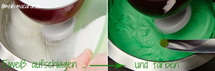 Eischnee für Macarons aufschlagen und färben.