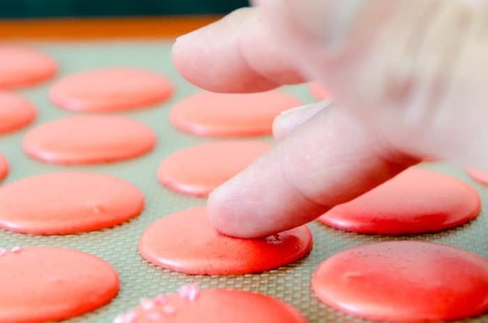 Macarons mit Rosen und Litschi.