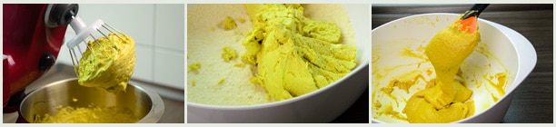 Meringue herstellen und mit Mandeln zum Macaron-Teig verarbeiten.