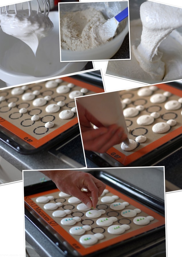 Die Macarons werden aufgespritzt.
