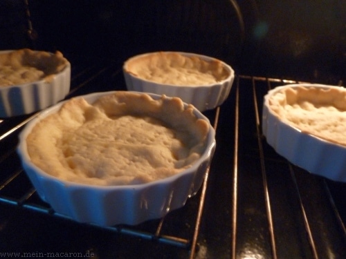Die Tartelettes werden bei 150°C gebacken bis sie goldgelb sind.