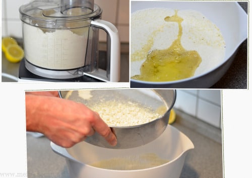 Mandeln mahlen und sieben.