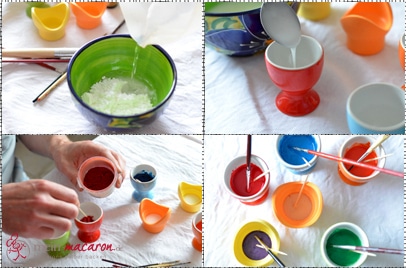 Zuckerguss anrühren und färben.Zuckerguss anrühren und färben.